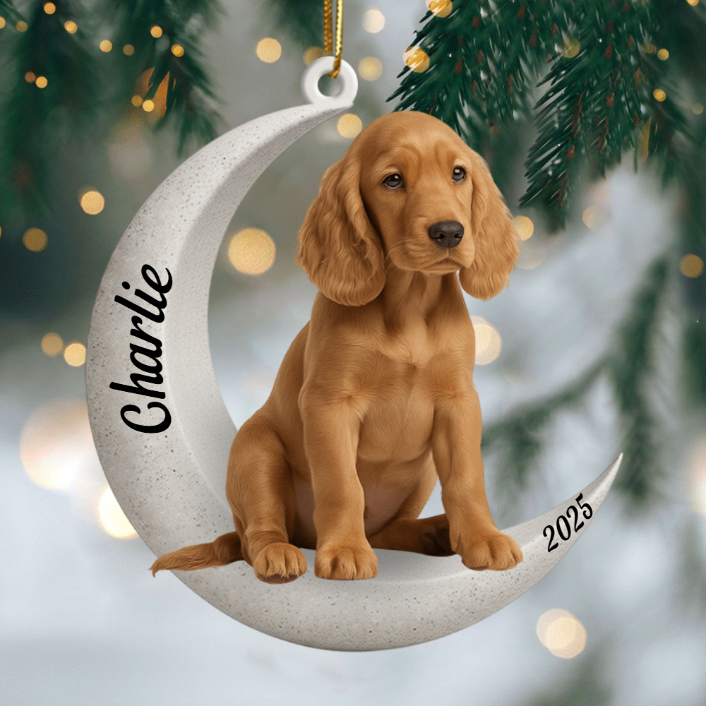 Custom Cocker Spaniel On The Moon Ornament 2025, Custom Double-Sided Acrylic Decoration, Unique Christmas Gift For Dog Lovers Ornament