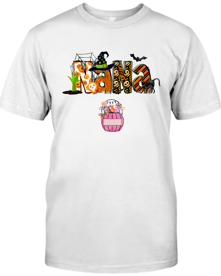 Nana Halloween Candy Bucket Shirt, Custom Grandma With Kids, Grandma Gift TH