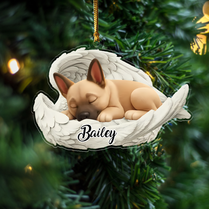 Custom Belgian Malinois Angel Dog Ornament – Personalized Sleeping Dog Christmas Gift for Dog Lovers, Pet Memorial Tree Decoration Ornament