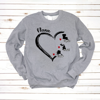 United States Map Nana And Kids Custom Name CTH01