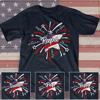 Papa And Grandkids Firework American Flag