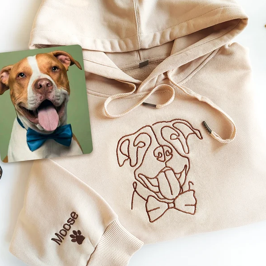 Custom Embroidered Dog Hoodie,Personalised one-line Pet Sweatshirt