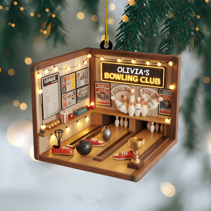 Custom Bowling Room Ornament 2025 – Personalized Name Bowling Alley Christmas Decoration, Perfect Gift for Bowling Fans Ornament