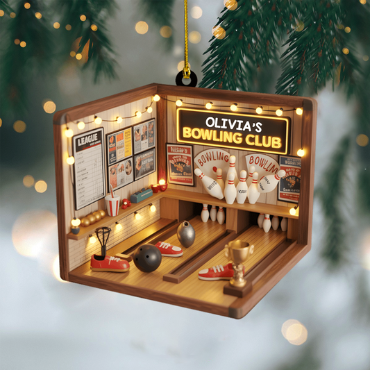Custom Bowling Room Ornament 2025 – Personalized Name Bowling Alley Christmas Decoration, Perfect Gift for Bowling Fans Ornament