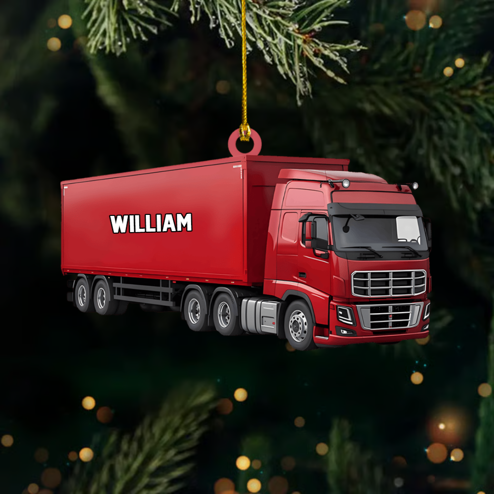 Personalized Semi Truck Ornament – Custom Name Big Rig Christmas Decoration for Truck Drivers Ornament