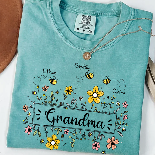Personalized Grandma Flower Bee And Grandkids Custom Names