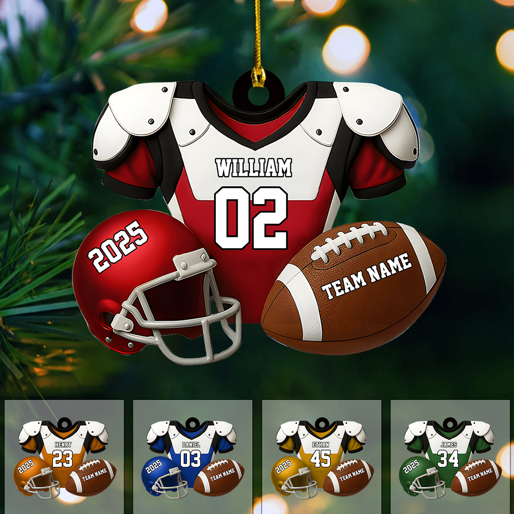 Personalized Football Jersey Ornament 2025 – Custom Name & Number Ornament, Christmas Gift for Football Player or Fan Ornament