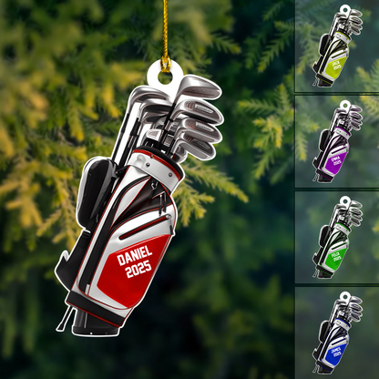 Personalized Golf Bag Ornament – Custom Name & Year Golf Clubs Christmas Gift for Golfers Ornament