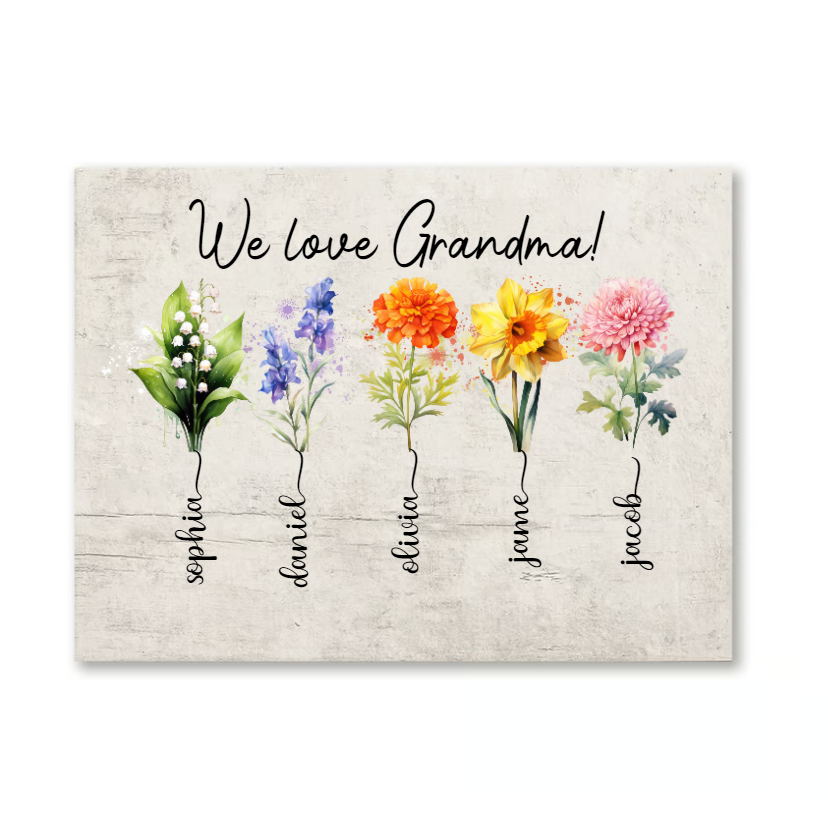 Nana's Garden Nana And Kids Birthmonth Flower CH01 Poster