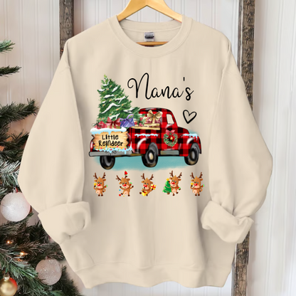 Nana's Little Reindeer Sweatshirt, Custom Grandma And Kids Christmas