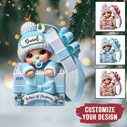 Custom Baby Ornament 2025 – Personalized Name & Year Baby’s 1st Christmas Keepsake for Boys and Girls Ornament