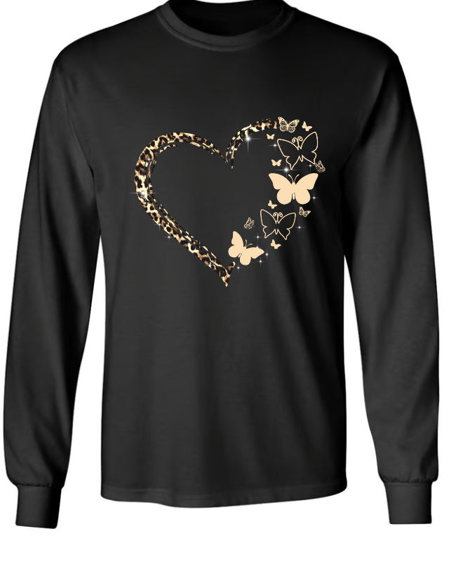 Personalized Grandma Butterfly Sweatshirt, Custom Nickname With Grandkids Butterfly Heart Leopard
