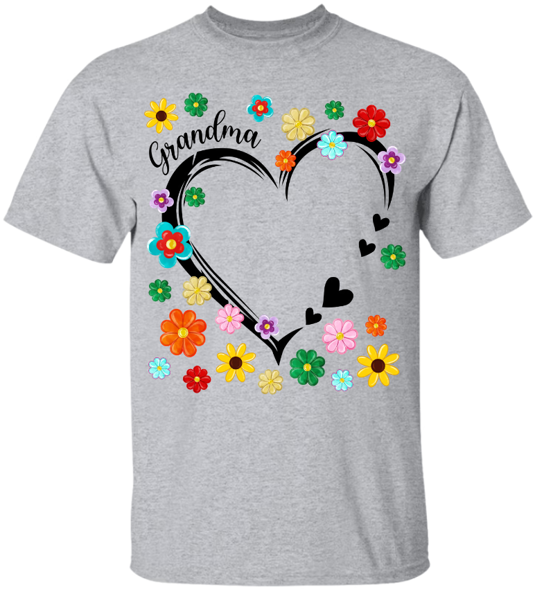 Grandma Heart Flower Color With Grandkids, Mother's Day Gift TH