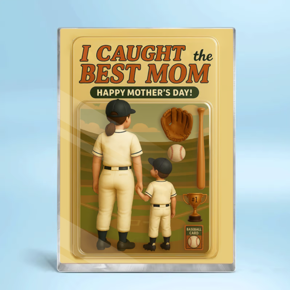 We Caught the Best Mom Baseball Custom Figure Personalized Acrylic Block Plaque, Mother's Day Gift for Mom, Gift for Wife