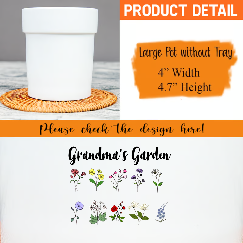 Personalized Grandma's Garden Plant Pot, Custom Grandma And Grandkids TH Plant Pot