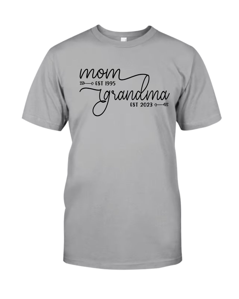 Personalized Mom to Grandma Shirt – Custom EST Year T-Shirt – Cute Mother's Day Gift for New Grandmothers, Pregnancy Reveal, or Birthday