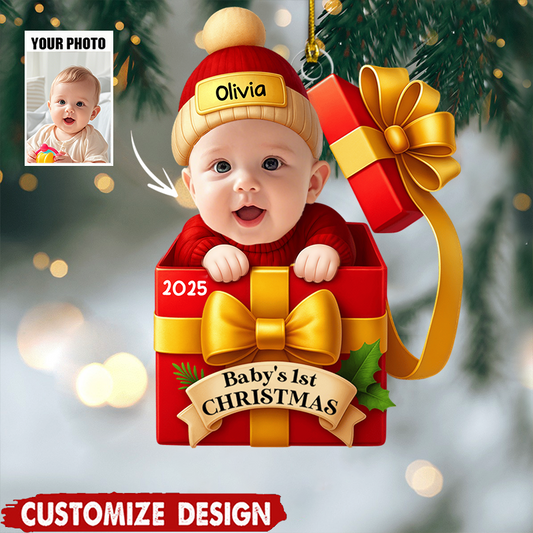 Personalized Baby’s First Christmas Ornament 2025, Custom Photo Acrylic Keepsake, Unique Holiday Gift For Newborns And Parents Ornament