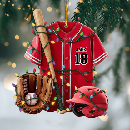 Personalized Baseball Ornament – Custom Jersey Design, Add Name & Number, Perfect Christmas Gift for Baseball Lovers Ornament