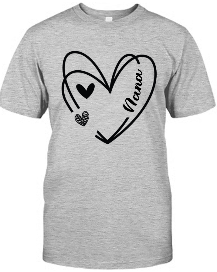 Nana And Kids Hand Draw Heart Custom Name CTH01