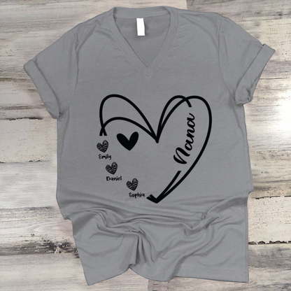 Nana And Kids Hand Draw Heart Custom Name CTH01
