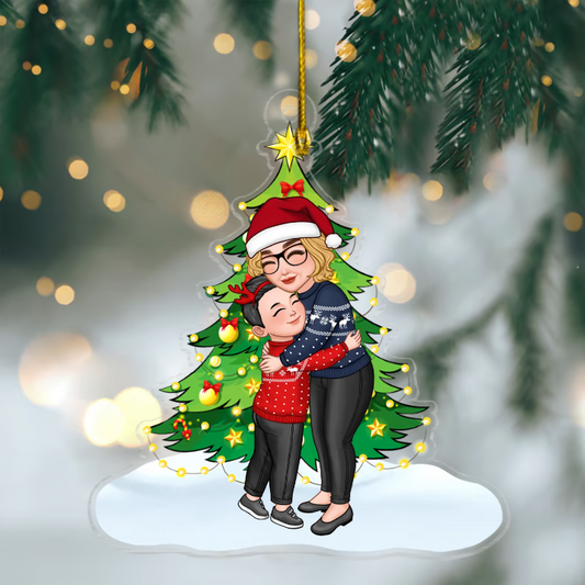 Custom Grandma & Grandkid Hugging Christmas Tree  Ornament