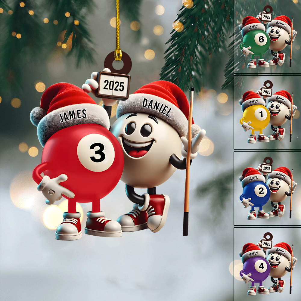 Personalized Pool Ball Ornament 2025 – Custom Billiards Christmas Decoration for Pool Players Ornament