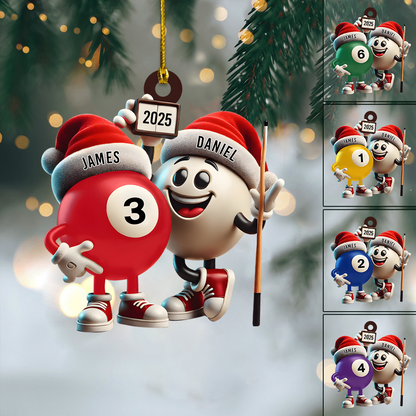 Personalized Pool Ball Ornament 2025 – Custom Billiards Christmas Decoration for Pool Players Ornament