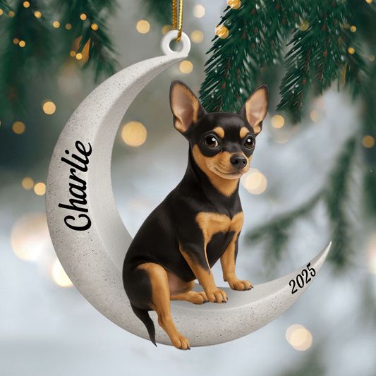 Custom Miniature Pinscher On The Moon Ornament 2025, Custom Double-Sided Acrylic Decoration, Unique Christmas Gift For Dog Lovers Ornament