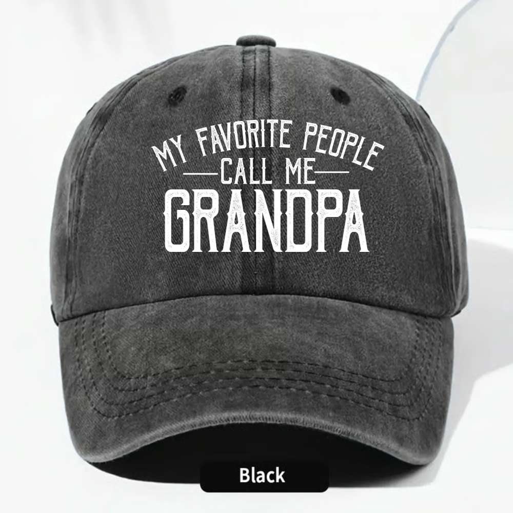 My Favorite People Call Me Love - Personalized Custom Vintage Washed Denim Cap