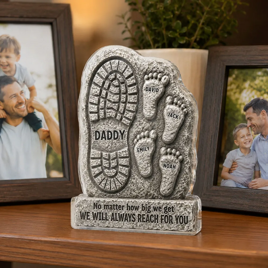No Matter How Big We Get Always Reach For You Dad - Personalized Acrylic Block Plaque - Heartfelt Father's Day Gift For Dad, Husband Custom Shape Acrylic Blocks