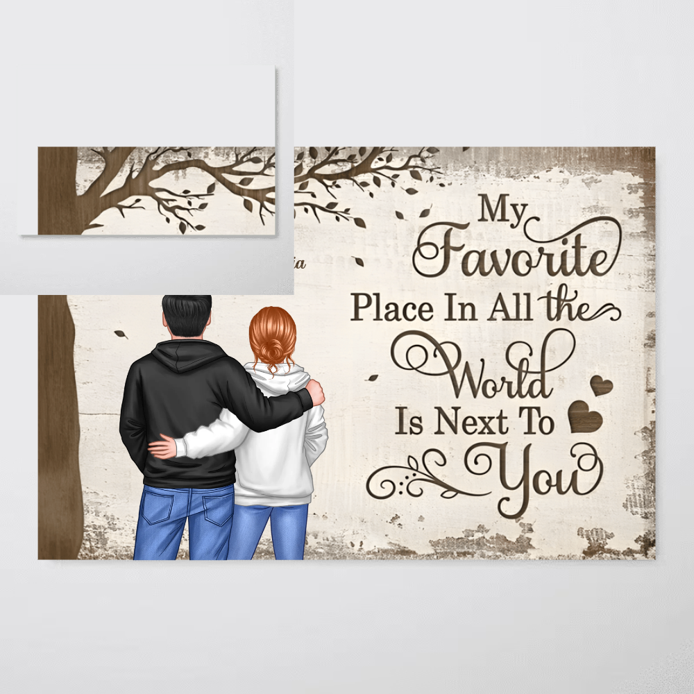 Personalized Couple Wall Art With Names, My Favorite Place Is Next To You Romantic Home Decor Poster