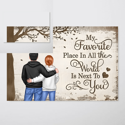 Personalized Couple Wall Art With Names, My Favorite Place Is Next To You Romantic Home Decor Poster