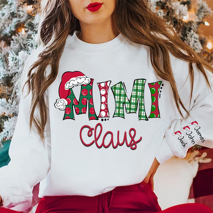 Personalized Mimi Claus Christmas and Grandkids Sweatshirt Sweatshirt