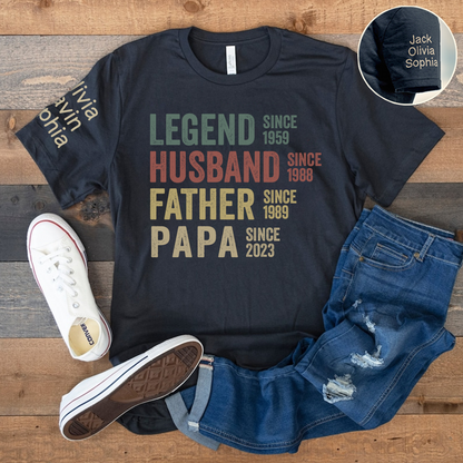 Custom Nickname Papa Legend Husband Father's Day T-Shirt