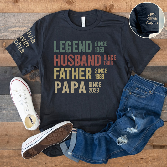 Custom Nickname Papa Legend Husband Father's Day T-Shirt