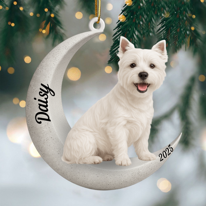 Custom Yorkshire Terrier On The Moon Ornament 2025, Custom Double-Sided Acrylic Decoration, Unique Christmas Gift For Dog Lovers Copy Ornament