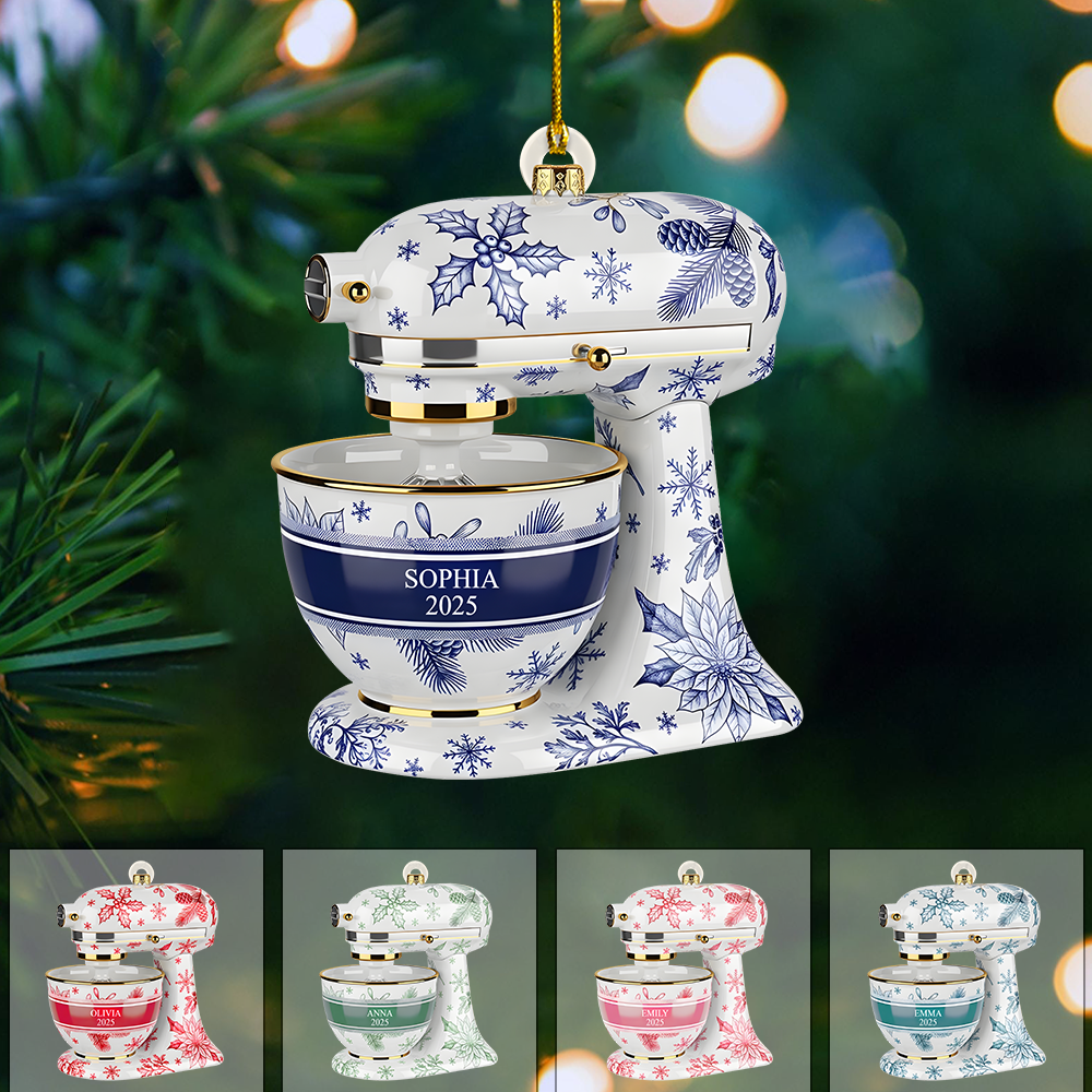Personalized Mixer Ornament 2025 – Custom Name Baking Mixer Christmas Ornament Gift for Bakers & Chefs Ornament