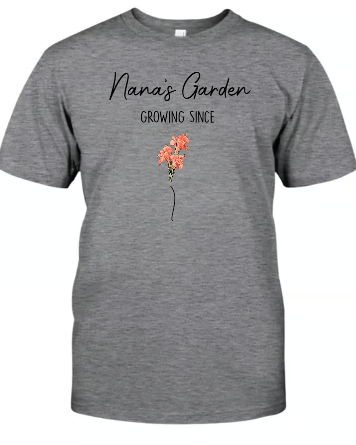 Personalized Family Garden Shirt – Custom Kids' & Grandkids' Names with Flowers