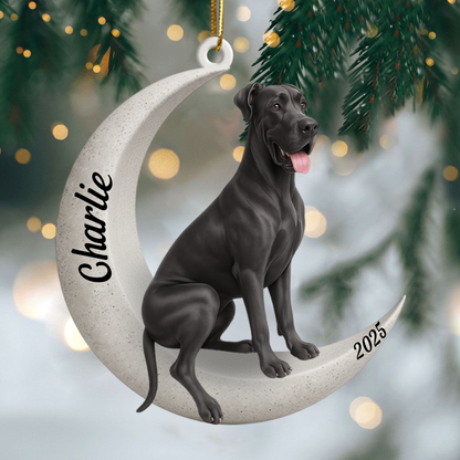 Custom Great Dane On The Moon Ornament 2025, Custom Double-Sided Acrylic Decoration, Unique Christmas Gift For Dog Lovers Ornament