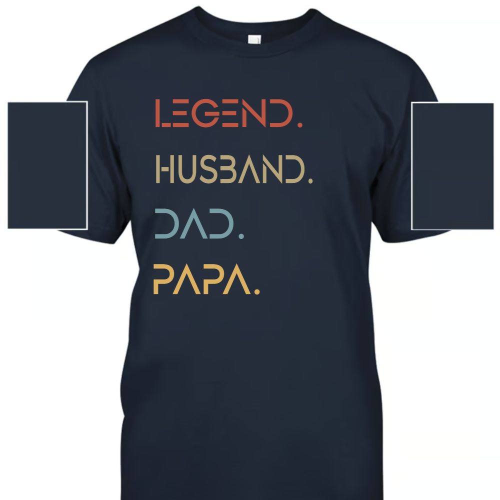 Husband Father Grandpa Legend Since, Grandfather Custom Dates T-Shirt