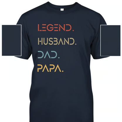Husband Father Grandpa Legend Since, Grandfather Custom Dates T-Shirt