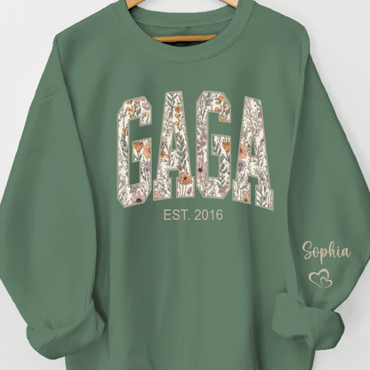 Custom Floral GIGI Sweatshirt – Personalized Grandma Est Year & Grandkids Names
