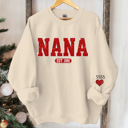 Glitter Custom Name Nana Mimi Grandma Est And Kids Sweatshirt