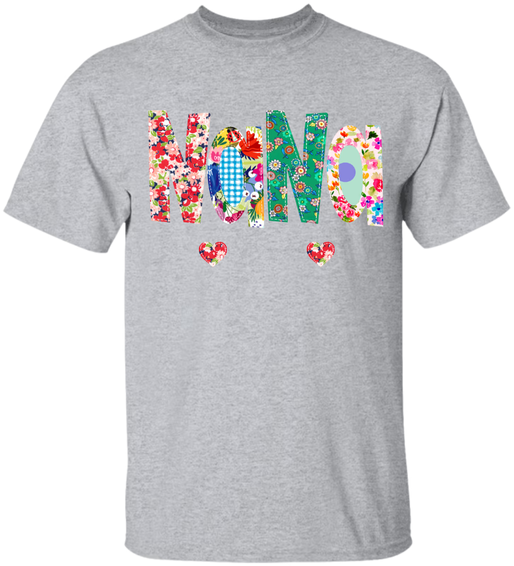 Nana Floral Color And Grandkids  T-Shirt