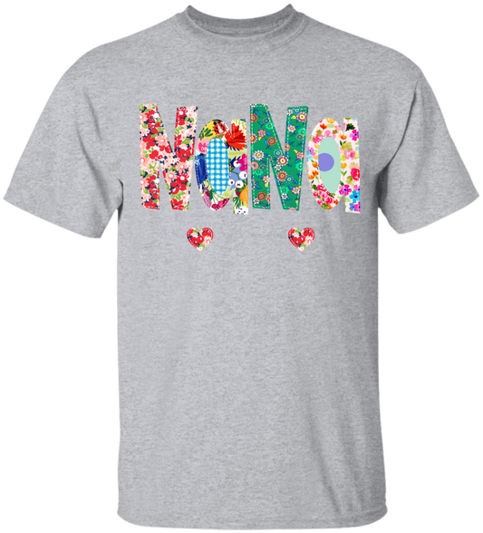 Nana Floral Color And Grandkids  T-Shirt