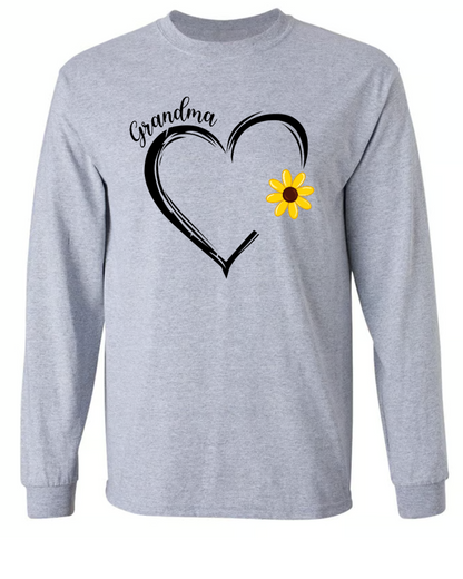 Personalized Grandma Heart Flower Color With Kids, Mother's Day TH