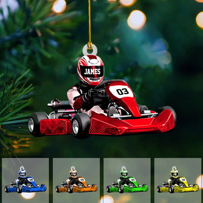 Custom Go Kart Racing Ornament 2025 – Personalized Racer Ornament, Gift for Kids & Race Fans Ornament