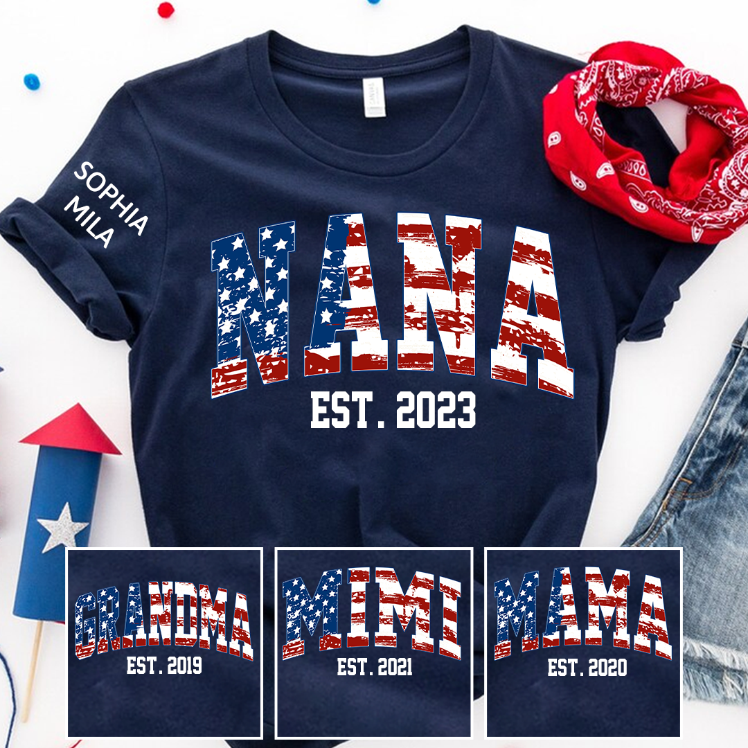 Personalized Nana Est Year And Grandkids T-Shirt