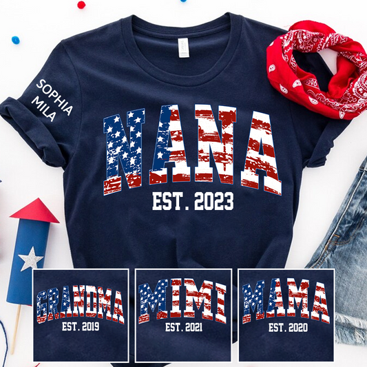 Personalized Nana Est Year And Grandkids T-Shirt