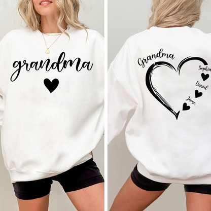 Grandma And Grandkids Heart Personalize Sweatshirt Mix